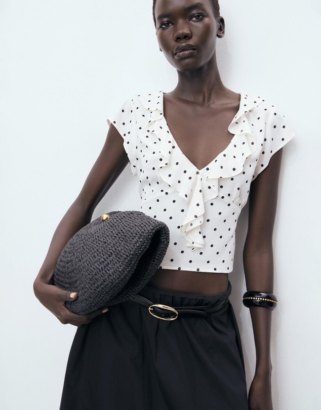 M.N.G - Polka-Dot Blouse With Ruffles
