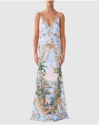 Camilla - V-Neck Full Length Bias Slip Dress