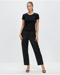 Honey and Beau -  jersey slim fit top with cap sleeves in black
