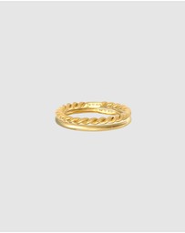 Elli Jewelry - Ring Twisted Basic Set Of 2 in 925 Sterling Silver Gold Plated