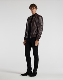 Calibre - Leather Bomber Jacket Wine