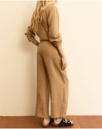 Emme - Ecru Linen Tailored Trousers