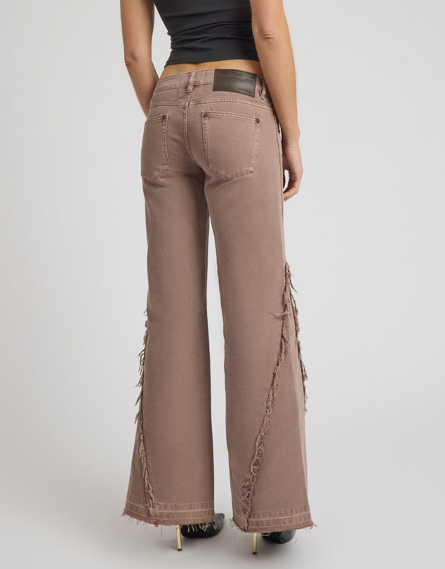 ONE TEASPOON - Johnnies Low Waist Wide Leg Flared Denim Jeans - Espresso Brown