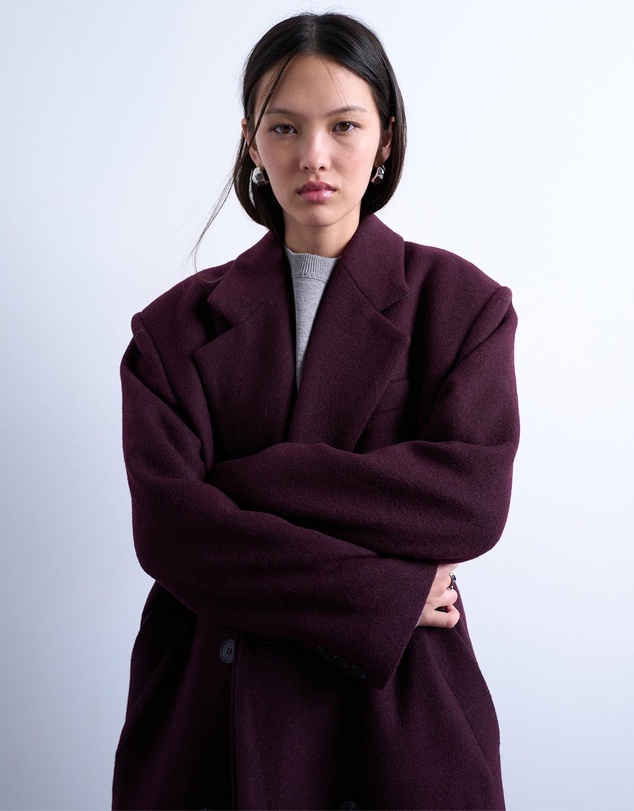 TOPSHOP - Double-Breasted Longline Coat