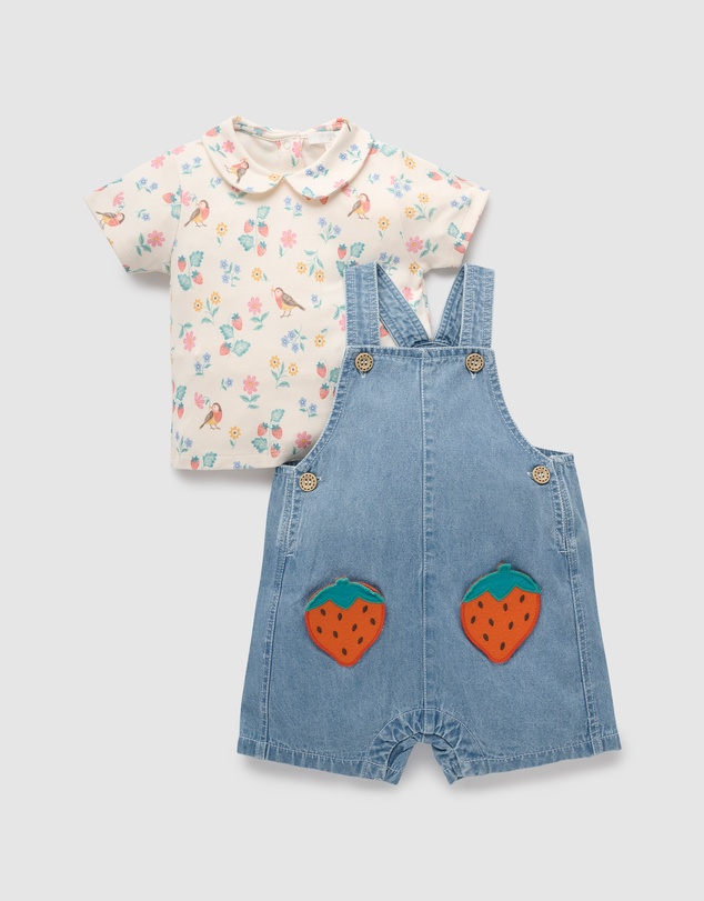 Purebaby - Denim Overall Set-Kids-Babies