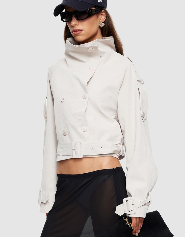 Lioness - Blanc Cropped Trench Coat