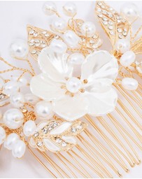 Lovisa - Gold Pearl Flower Vine Hair Comb