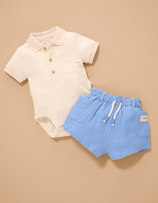 Purebaby - Polo Bodysuit- Kids-Babies
