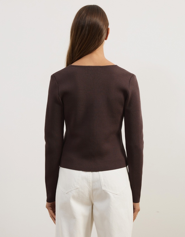 Atmos&Here - Emmi Structured Knit Cardigan Compact Knit with Gold Button