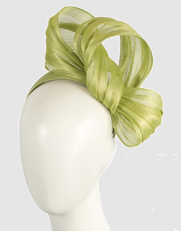 Fillies Collection - Bespoke Lime Bow Racing Fascinator