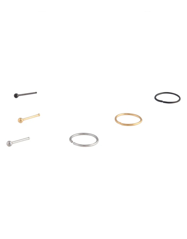 Lovisa - Mixed Metals Nose Ring Stud 6-Pack