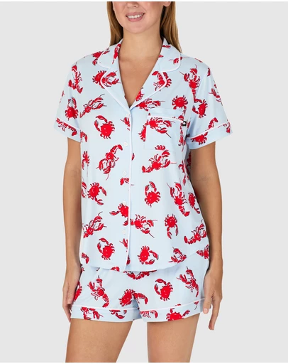 Kate Spade - Printed Jersey Button Up Short Sleeve Short Pyjama Set