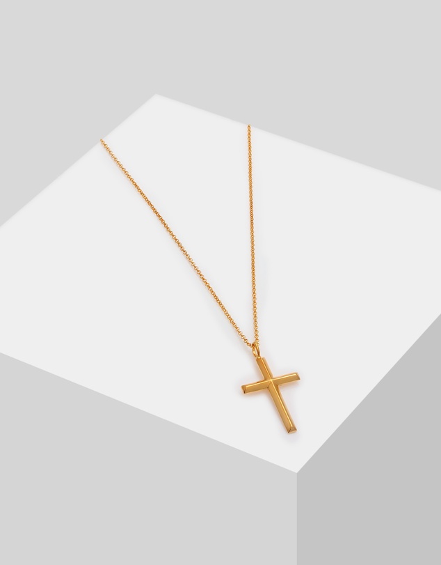 Kuzzoi - ICONIC EXCLUSIVE - Long Necklace with Cross Pendant in Gold-Plated 925 Sterling Silver