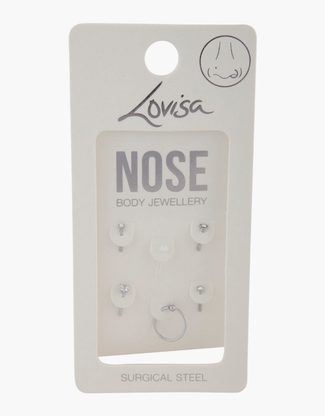 Lovisa - Silver Surgical Steel Mixed Nose Piercing 6-Pack