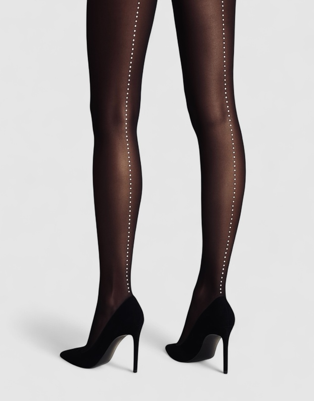High Heel Jungle - Satellite Crystal Back Seam Opaque Tights