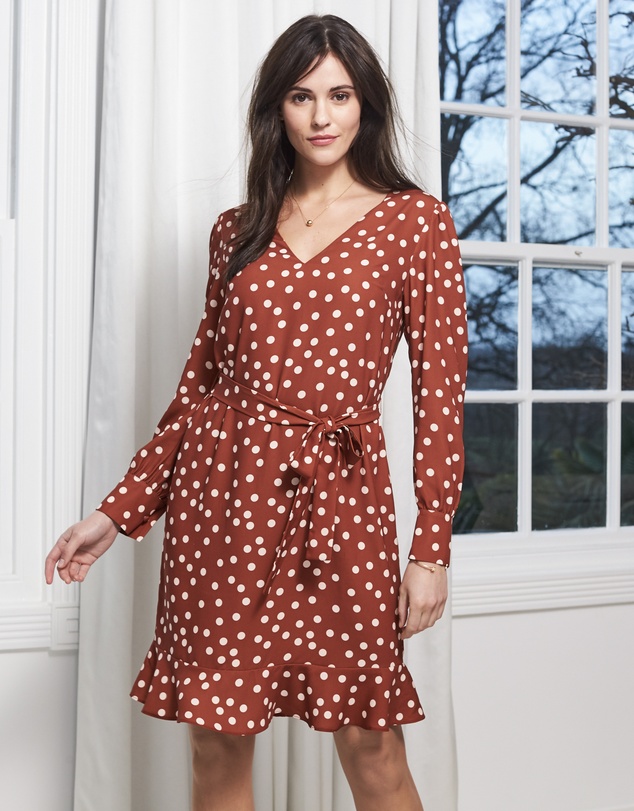 Sosandar - Polka Dot Belted Shift Dress