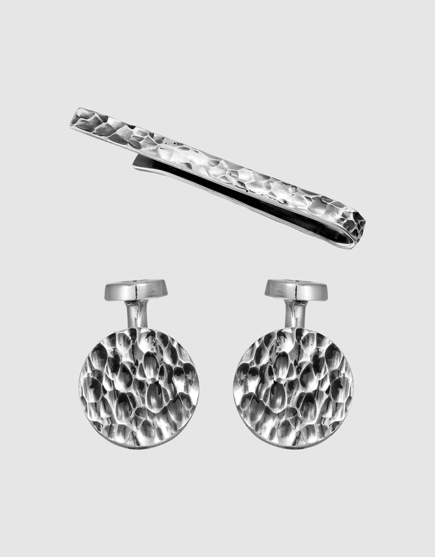Kuzzoi - ICONIC EXCLUSIVE - Jewelry Set Men Organic Textured Set In 925 Sterling Silver