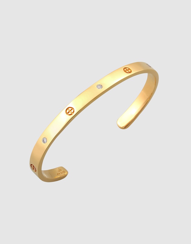 Elli Jewelry - Cross Zirconia Bangle in Gold-Plated 925 Silver