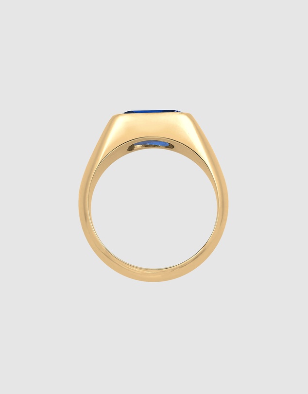 Elli Jewelry - Ring Signet Sapphire Sterling Silver Gold Plated