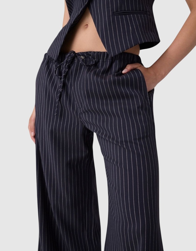 GUESS Jeans - GUESS JEANS Mid-Rise Pinstripe Wide Leg Pants