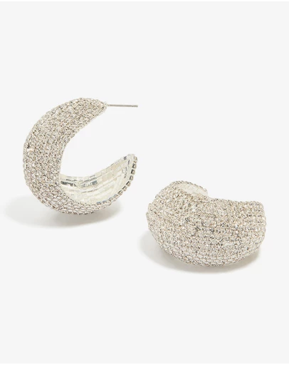 Lovisa - Silver Diamante Thick Hoop Earrings