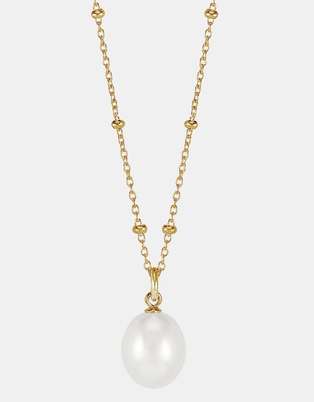 Dower & Hall - Women's Timeless Adjustable 10mm Oval White Freshwater Pearl Pendant In Gold Vermeil