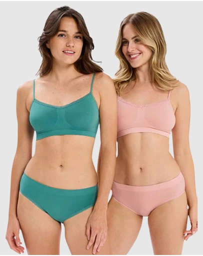 Billet Doux - Zen Attitude Crop Top Style Wirefree Bralette - 2 Pack