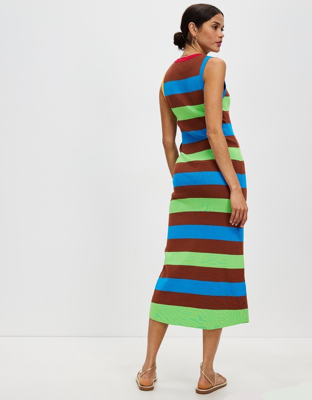 KAJA Clothing - Striped Sleeveless Knit Bodycon Long Gladys Dress