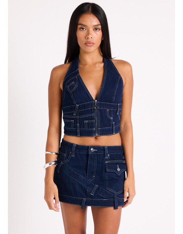 Neon Hart - Jigsaw Denim Halter Top