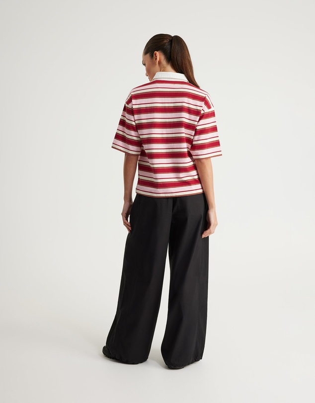Upstate - Stripe Rugby Top - Crimson/Blush/Moccha
