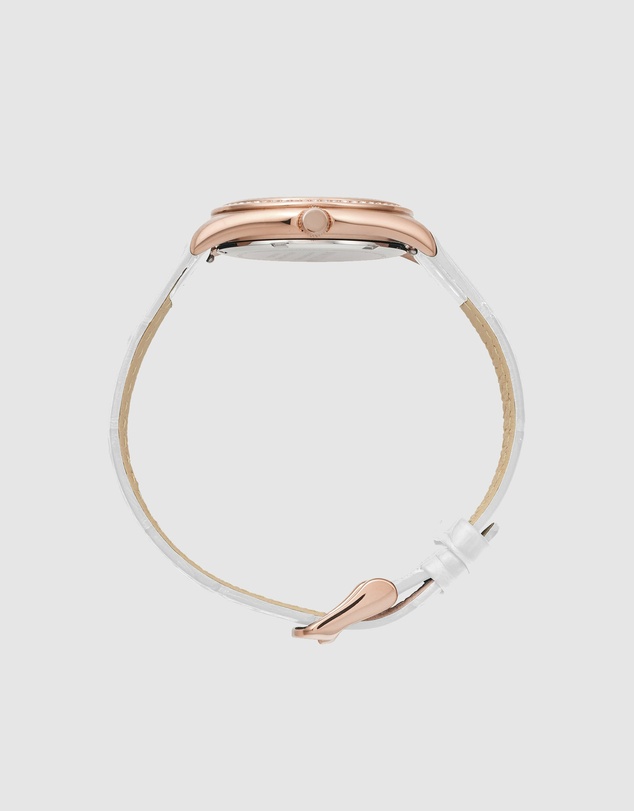 Maxum - Sydney - Rose Gold Tone Dial, Rose Gold Tone Case & White Leather Band