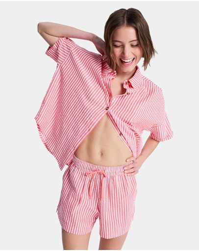 Roxy - Womens Lekeito Break High Stripe Beach Shorts