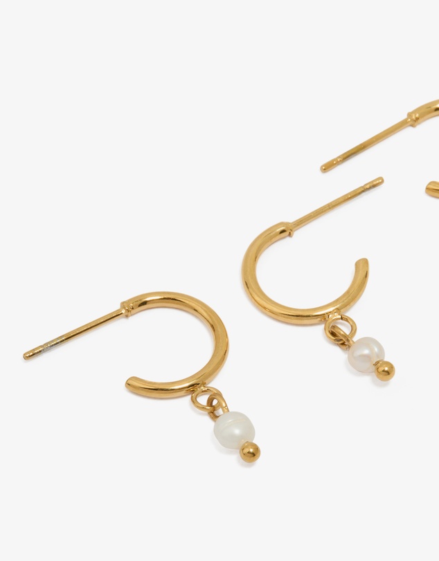 Lovisa - Waterproof Gold Plated Stainless Steel Pearl & Starfish Hoop Earrings 2-Pack