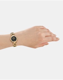 DKNY - Open Link Gold 28mm Black Dial Womens Watch