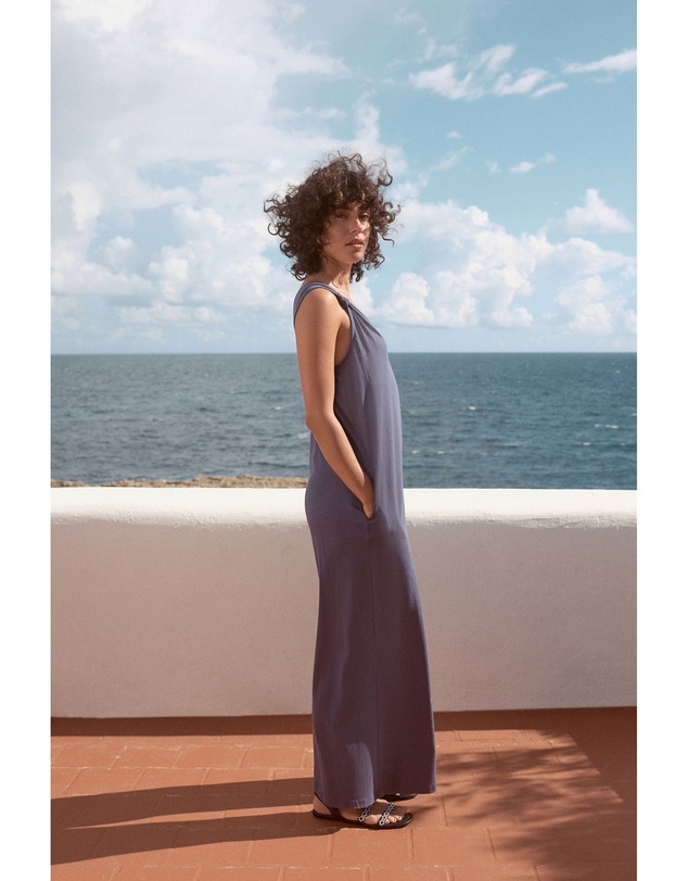 NEXT - 100% Cotton Jersey Wide Leg V-Neck Jumpsuit