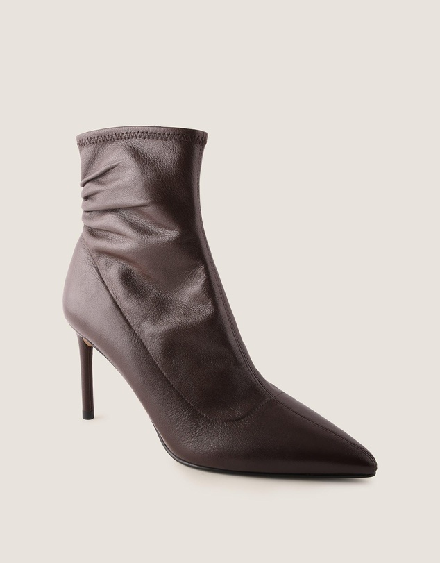 Shelly Shen - Delta Heel Ankle Boots Brown Leather