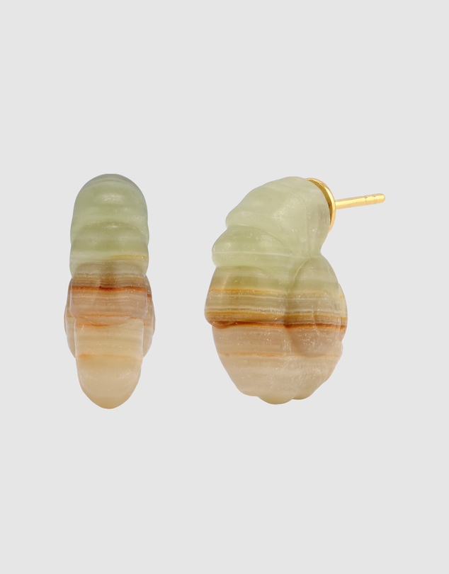 Haze & Glory - ICONIC EXCLUSIVE - Earrings Women Stud Jade 925 Sterling Silver Gold Plated