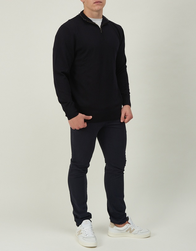 3 Wise Men - 3 Wise Men Harvey Zip Neck Merino Knit - Black