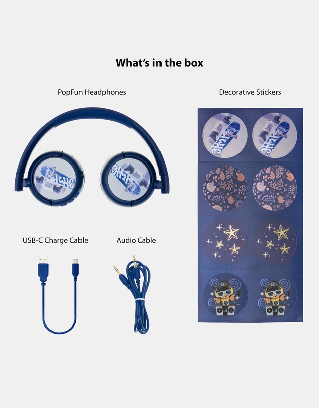 Buddyphones - BuddyPhones POPFun Wireless Headset Deep Blue