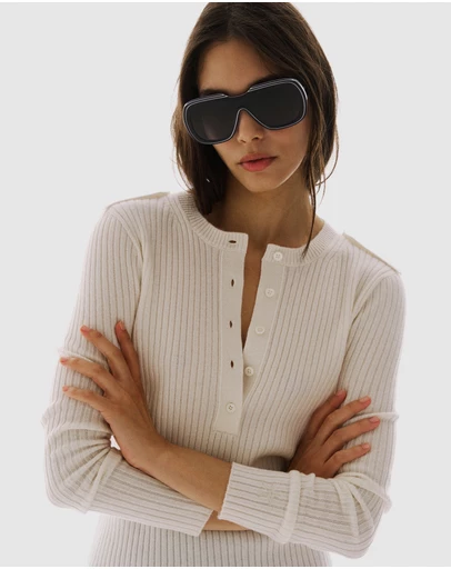Perfect Moment - Ribbed Henley Knit Top