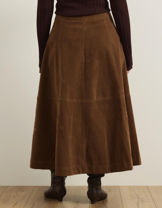 Atmos&Here Curvy - Frances Suede Flare Midi Skirt