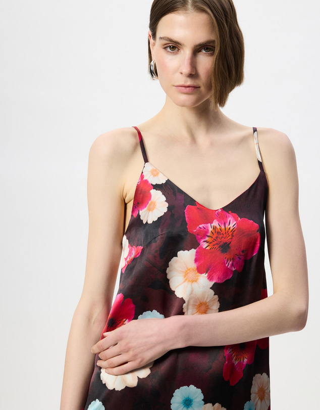 The Social Outfit - Silk Slip Dress - Cosmic Bloom