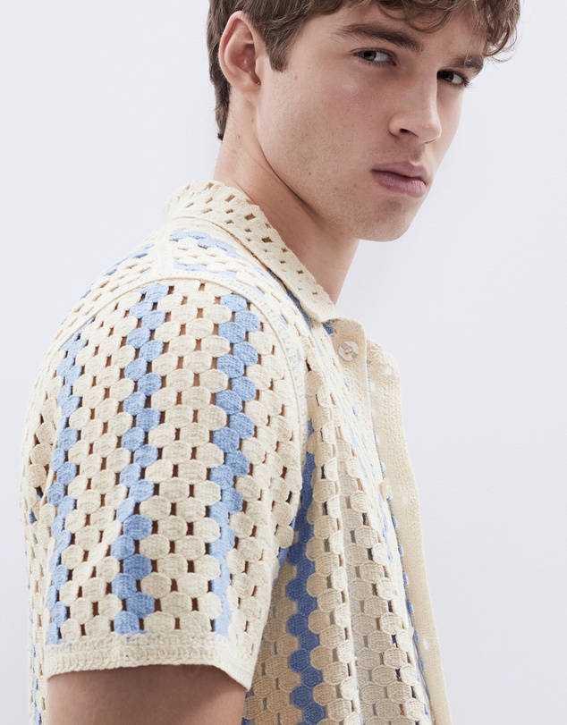 UNISON - Stripe Crochet Button Thru