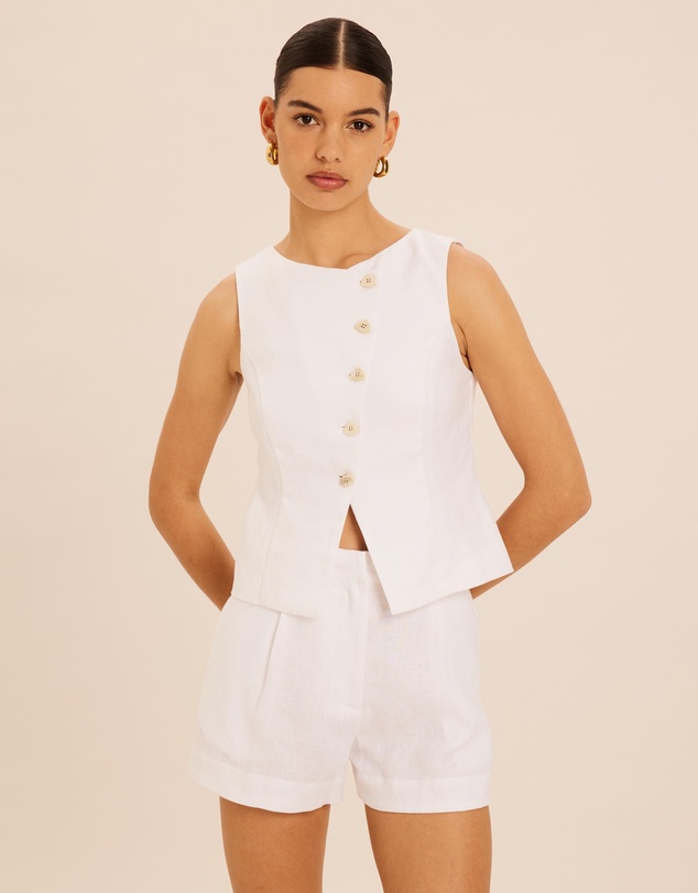AERE - Linen Asymmetric Crew Neck Vest