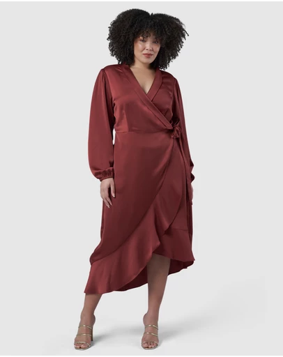 Pink Dusk by Curve Project - Girl Crush Satin Wrap Dress