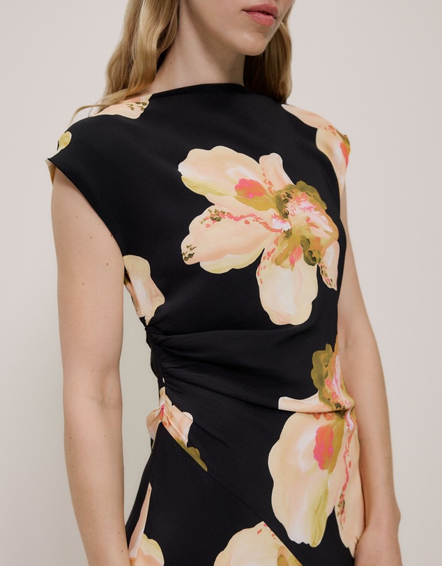 Trenery - Caelia Draped Bias Dress in Black