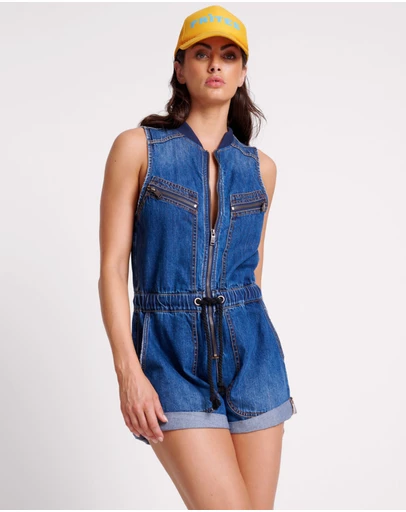 ONE TEASPOON - Bluemoon Lilly Sporty Denim Jumpsuit