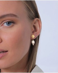Elli Jewelry - Earring Stud Plate Freshwater Pearls 925 Sterling Silver Gold Plated