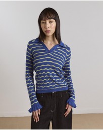 Damson Madder - Silvia Cotton Merino Blend Polo Jumper