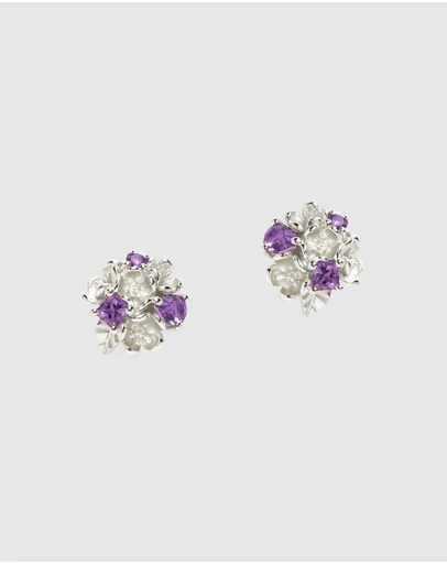 Karen Walker - Rock Garden Flower Ball Earrings with Amethyst